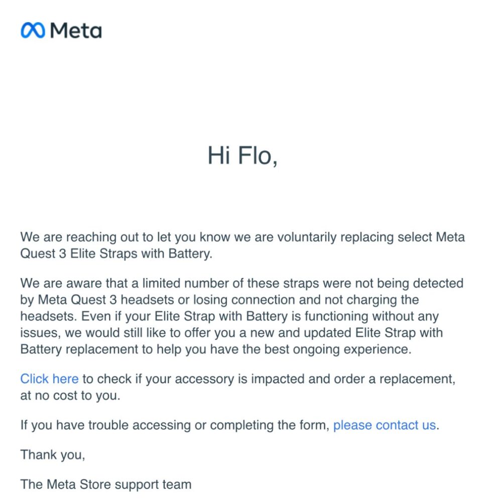 Meta Issues Voluntary Recall of Early Quest 3 Elite Battery Straps Due to Charging Fault